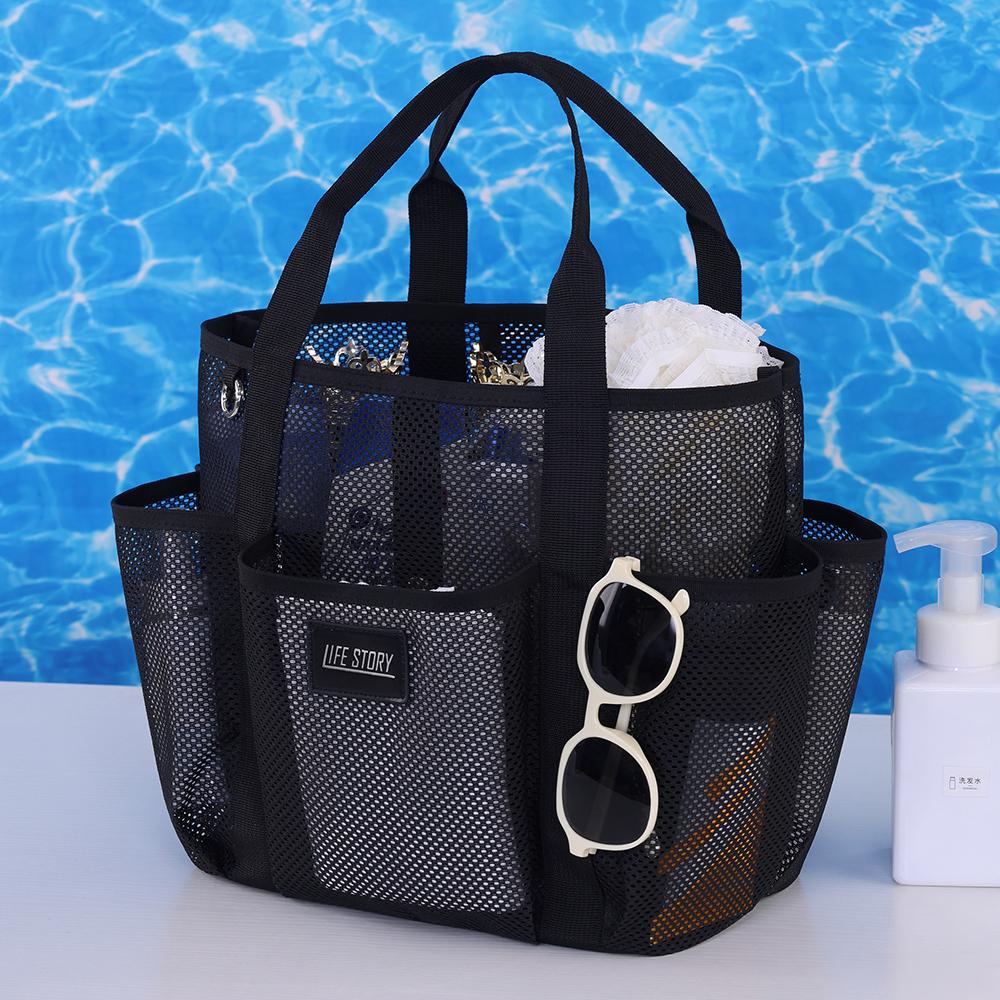 9017 Mesh Beach Bag Outdoor Swimming Toiletries Storage Tote Portable Cosmetic Handbag