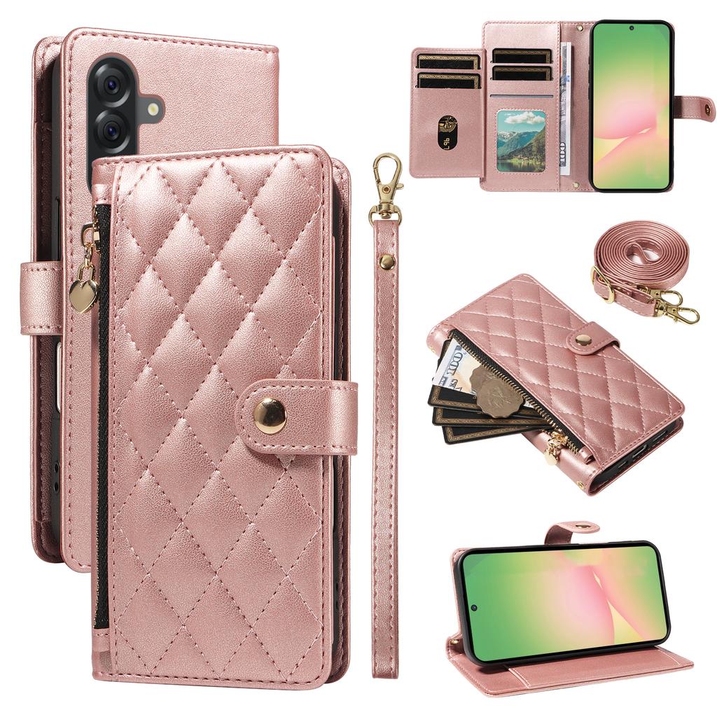 For Samsung Galaxy A56 5G/M56 5G Wallet Case with Straps, Rhombus Leather Stand Phone Cover