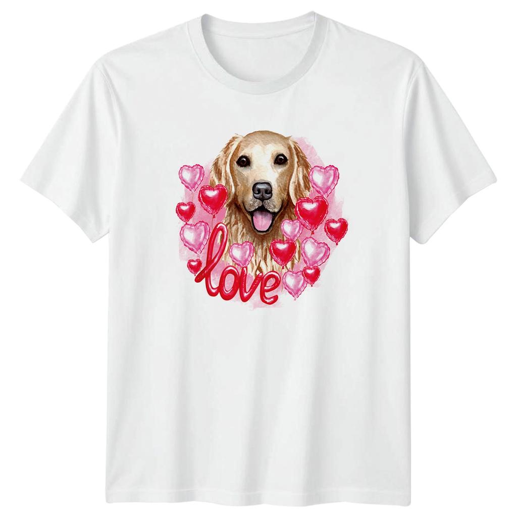 Love Golden Retriever Unisexs TShirt Dog Mom Watercolor Valentines Day
