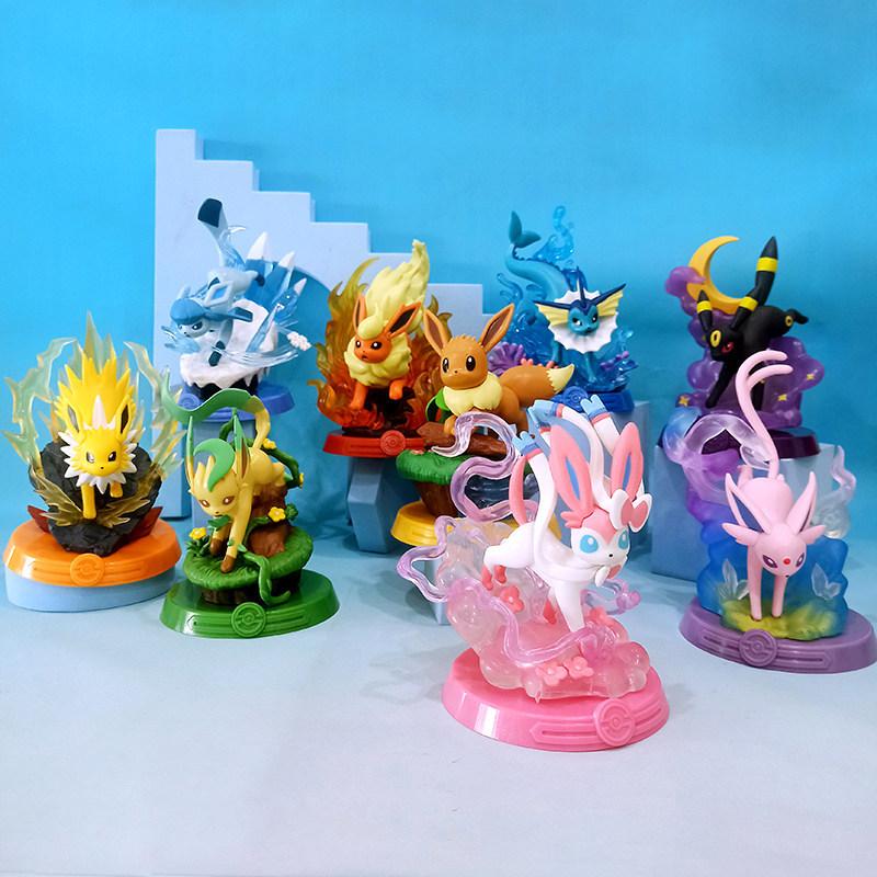 Anime Funism Adventure Eevee Family Suit Jolteon Sylveon Action Figure Collection Model Kids Toy Gift Replica