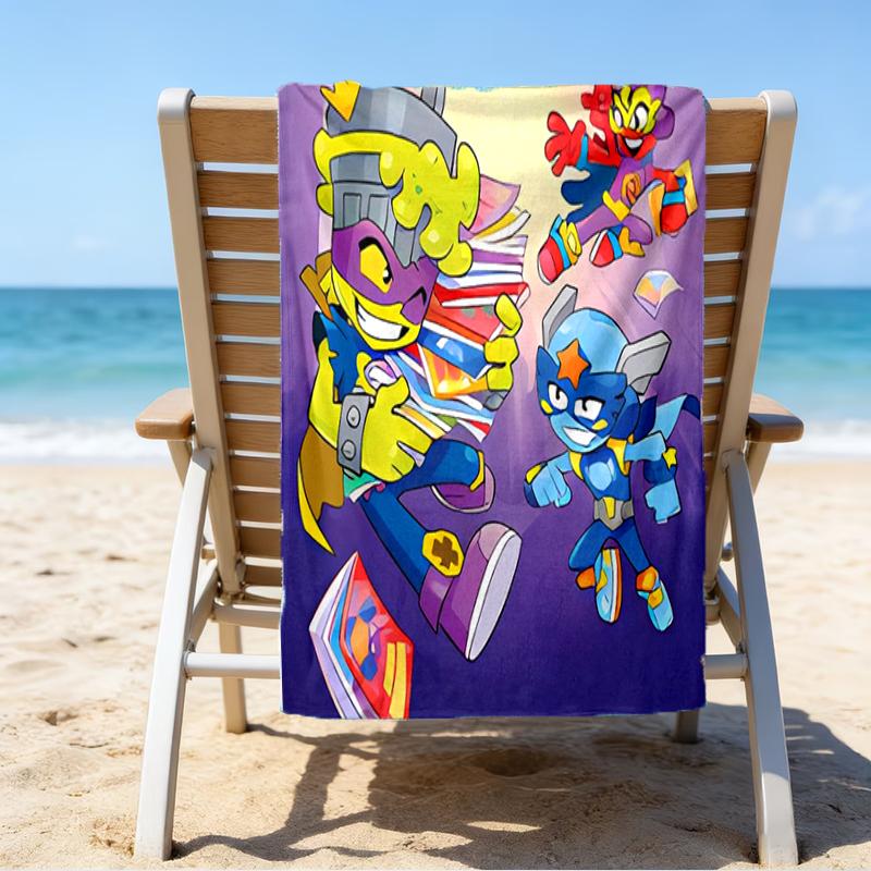 proof beach towel with a Superthings pattern - soft,absorbent,quick-drying,machine washable - perfect for swimming,camping,bathing