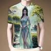 2024 летняя новая 3D-печатная футболка с коротким рукавом и круглым вырезом в античном стиле pure desire for beautiful для мужчин