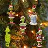 5 Pcs Green Elf Christmas Ornaments Acrylic Green Elf Christmas Tree Hanging Decoration for Holiday Party Decoration