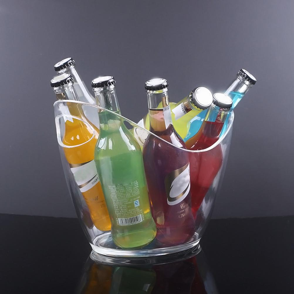 Clear Plastic Ice Bucket 4L Storage Holder for Wine Champagne and Beer Bottles