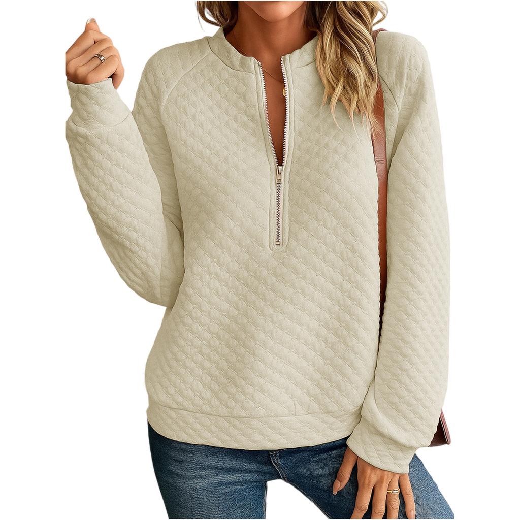 Women's Fashionable Long-sleeved Pullover Solid-color Top