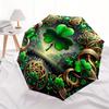 Irish Clover Festival Ornament, Celtic Shamrock Decorative Wall Hanging Umbrella, Cute Umbrella with Cute Design, Portable 3-Fold Compact Umbrella for