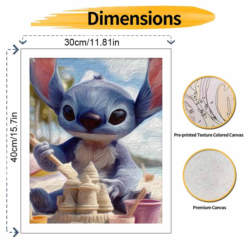 Disney oil painting kit painting art Stitch beach sandcastle bedroom wall decoration handmade diy gift