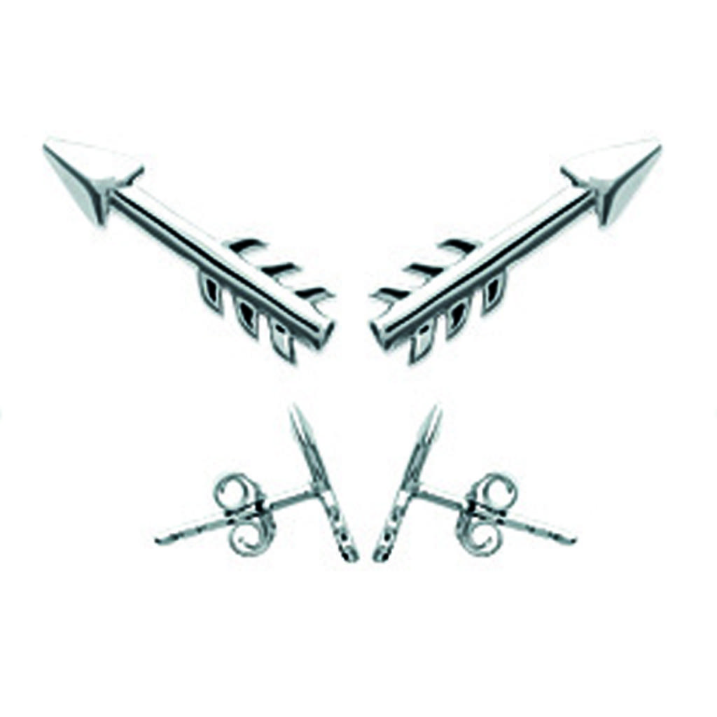 Les Trésors De Lily [N6989] - Rhodium-plated 'Navajos' Silver Earrings (arrows) - 10x3 Mm