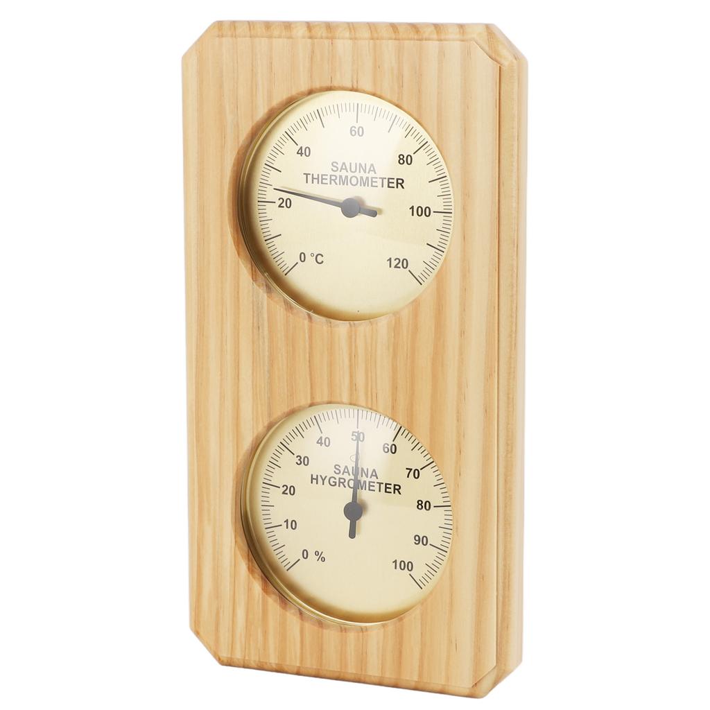Wooden Sauna Hygrothermograph Golden Plate 0 To 120 Celsius 0 To 100 Humidity Sauna Thermometer for Indoor Family
