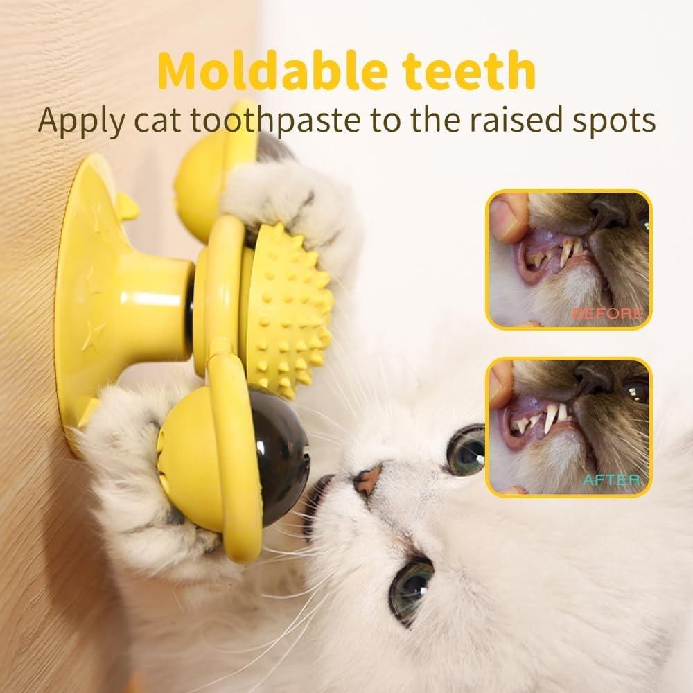 Интерактивная игрушка для кошек «Ветряная мельница» с кошачьей мятой, забавные игрушки для кошек в помещении, игрушки со светодиодной подсветкой, игрушки для упражнений с мячом для кошек, игрушка с кошачьей мятой