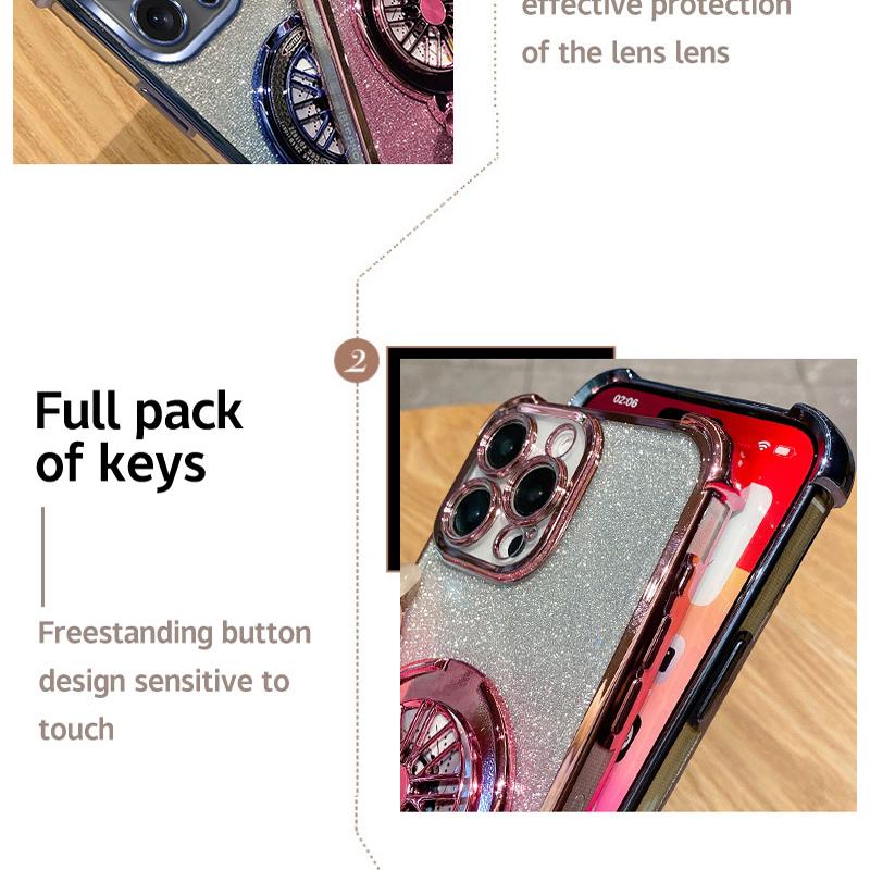 Glitter Gradient Phone Case For OPPO A17 A16 A54S A98 A79 A80 A32 A36 A76 A38 A18 A52 A92 A56 A58 A16S Cover with Spinning Ring Stand
