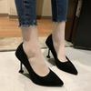 2024 New Women's High Heels Elegant Sexy Versatile Soft Leather Work Shoes Fine Heel Narrow Toe Summer Flats Rubber Upper