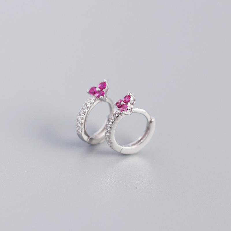Fashion Jewelry Clover Luxury Zircon Earrings 925 Sterling Silver Earrings 18K Gold Plated Huggie Hoop Earring for Women