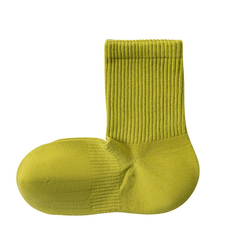 Женские осенне-зимние носки до середины икры, хлопковые носки с прямым углом, однотонные спортивные бесшовные длинные носки до икры, полностью хлопковые носки