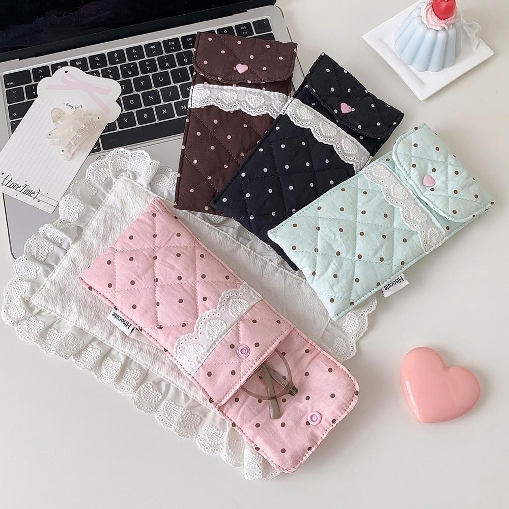 Pencil Pouch Korean Style Pen Bag Large Capacity Cloth Stationery Bag Y2k Dots Pencil Case Office