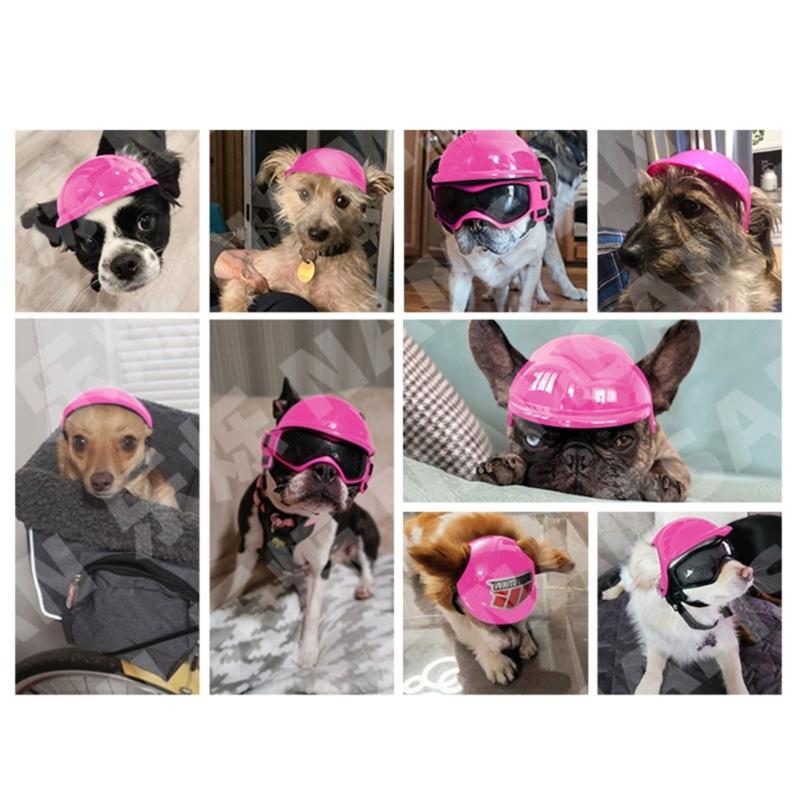 Pet Helmet Dogs Cats Sports Motorcycle Hat with Stretch Chin Rope Practical Pet Ridding Hat for Traveling Reusable