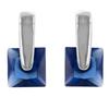 [R4772] - Silver Blue 'Crystal' Silver Earrings (rhodium)  - 10x5mm