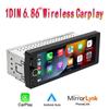 1Din 6.86" HD автомобильный радиоприемник мультимедиа Carplay сенсорный экран Mirror Link стерео Bluetooth USB FM камера MP5 плеер