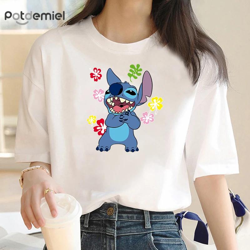 Punk Trend Casual Stitch Unisexs Tshirt Unisexs Tshirt Cute Tshirt Anime Cartoon Casual Dress Unisexs Cute Shortsleev