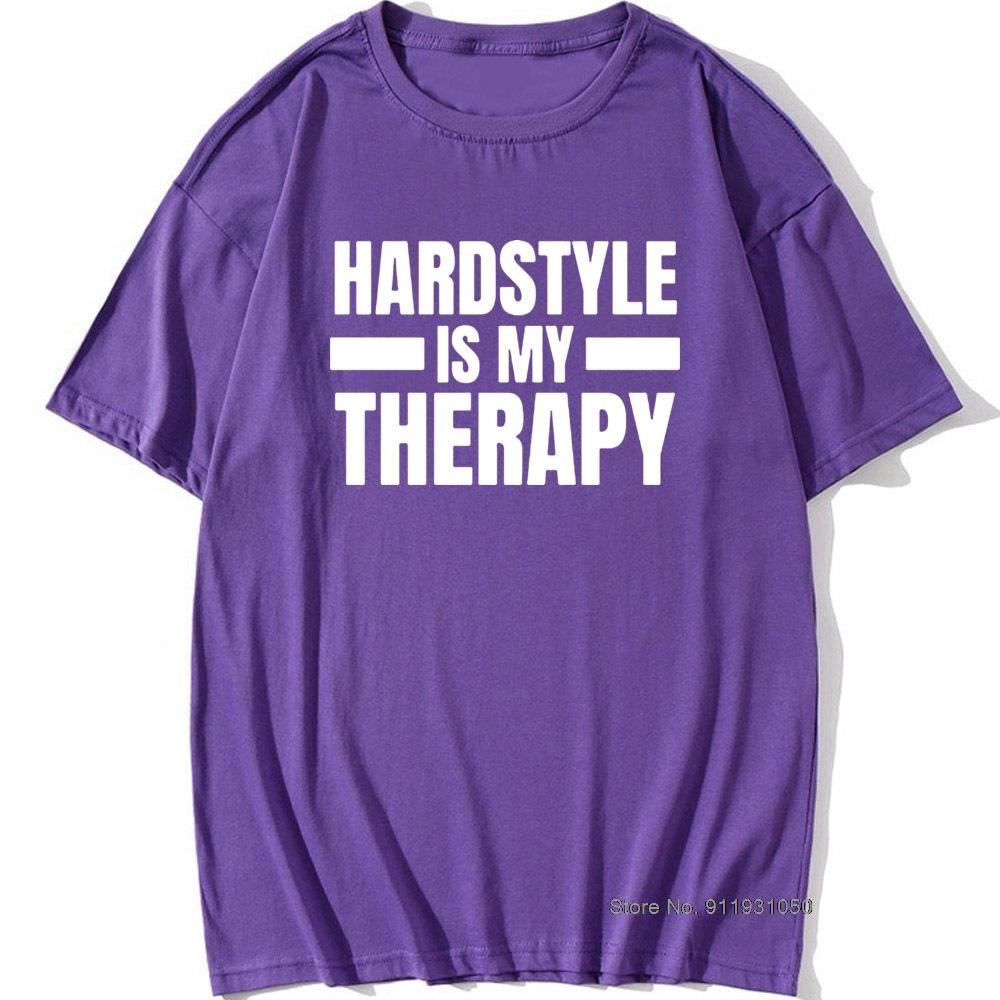 Крутая футболка Hardstyle Is My Therapy Мужская с круглым вырезом Музыка Хардкор Танцы DJ Вечеринка Футболка для мужчин Винтажный Хип-хоп