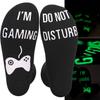 Men Cotton Socks Funny Letter Printed Short/Mid-Tube Socks Soft Breathable Black Glow In the Dark Socks 44-49 Size