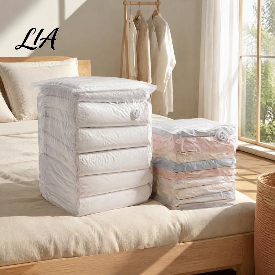 Garment Compression Bags 2PCS Vacuum Seal for Clothing, No Pump Storage Bags, Transparent Pouches Space Saving Travel And Closet Organization