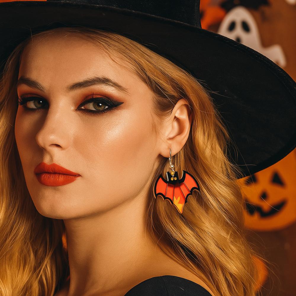Heart Cute Ghost Ear Studs Bat Pumpkin Dangle Earrings Creative Halloween Earrings Party