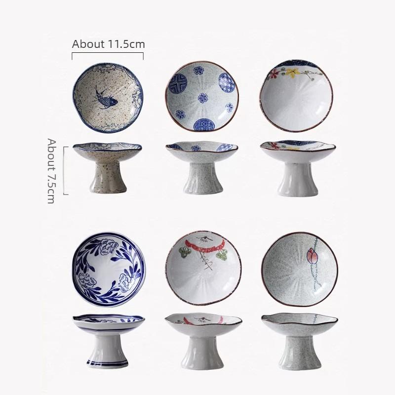 Новая китайская десертная высокая тарелка Маленькая тарелка для закусок Освежающая тарелка Ретро керамическая тарелка Закуски для послеобеденного чая Товары для дома