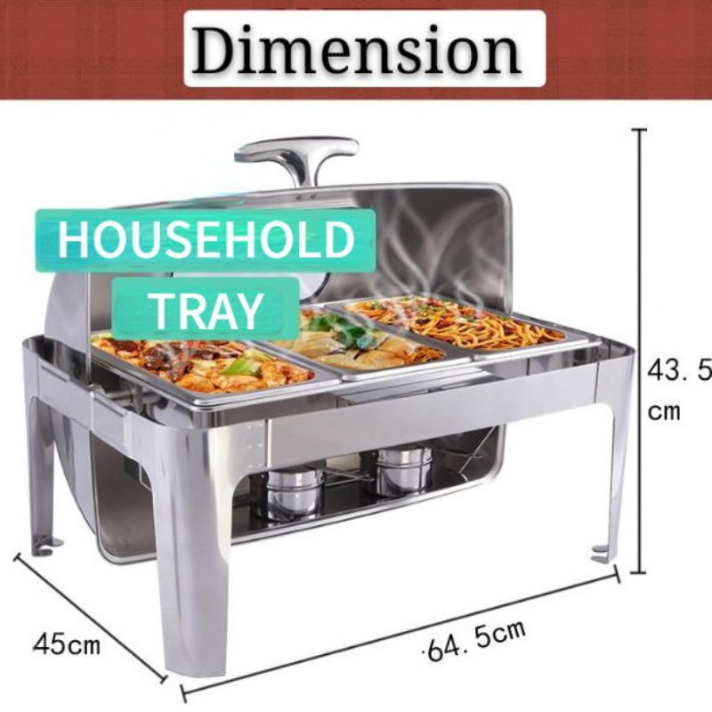 Пищевой лоток 9 л, подогреватель пищевых лотков, сервировочный лоток, chafing dish с крышкой-роллом, набор для фуршета