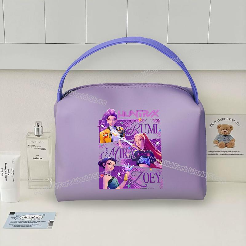 KPop Demon Hunters Handheld Make Up Bag Organizer for Women Portable Tracvel Cosmetics Handbag Waterproof Toiletry Makeup Bags