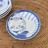 Fukubeya Mino Ware Nekogura Маленькая тарелка 10 см с рисунком кошки Тора Набор из 4 синих круглых тарелок Маленькая приправа для сладостей - Hachiware, Mike, Shima, -