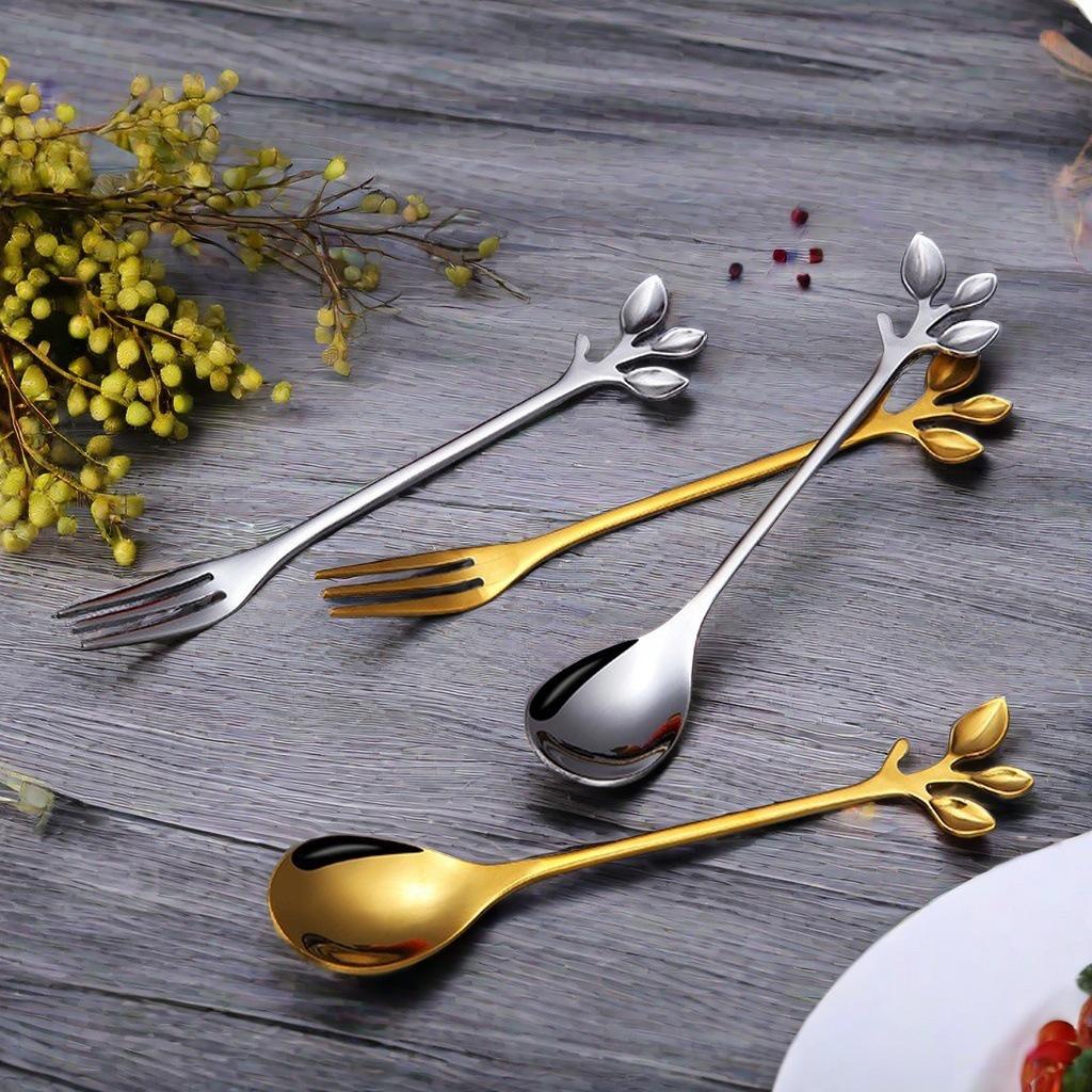 Набор из вилок и ложек из нержавеющей стали для кофе, обедов и десертов