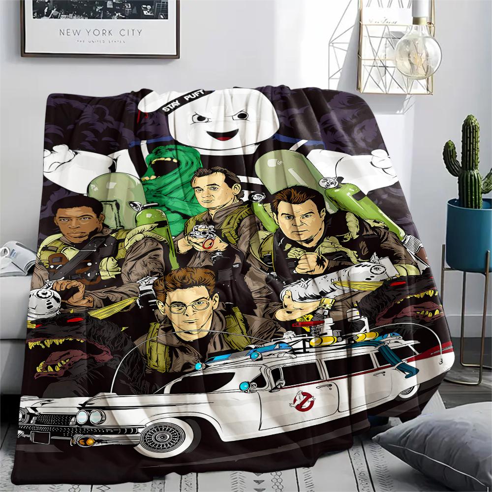 1PC Ghostbusters Print Flannel Blanket, High quality All Seasons, Home Decor, Warmth and Comfort, Perfect for Christmas Gifts