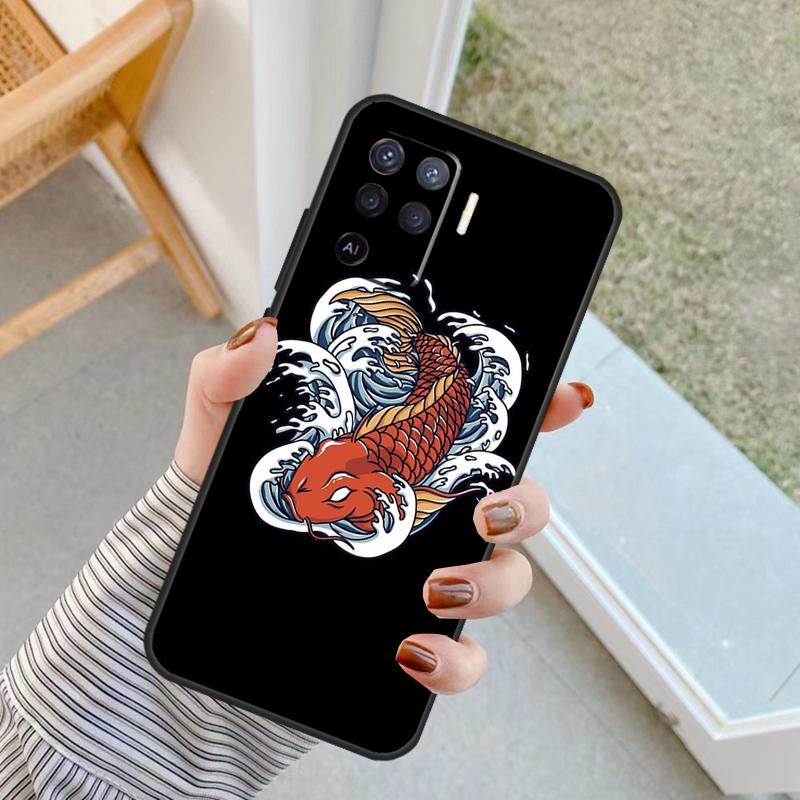Tattoo Japanese Koi Dragon Wave Case For Oppo A76 A16 A96 A17 A18 A60 A80 A40 A38 A58 A78 A98 A94 A74 A54 A15 A57 A77 A5 Pro