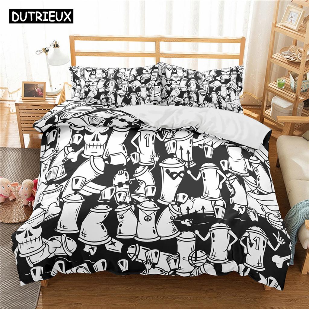 Комплекты постельного белья из полиэстера с рисунком в виде граффити для детей, комплекты постельного белья для мальчиков и подростков, комплект постельного белья размера «king size»