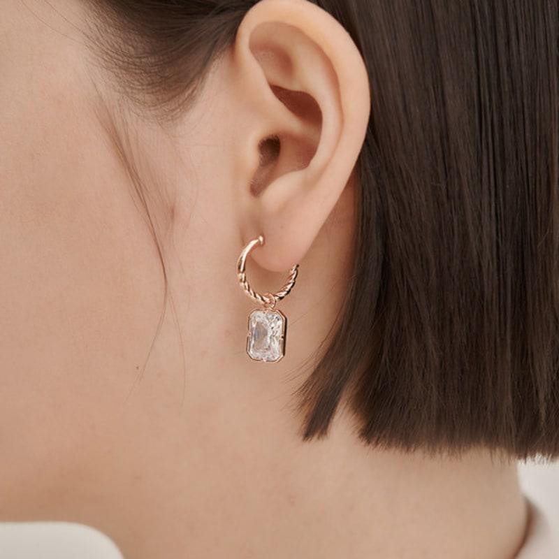 ELLE Jewelry 14K GF Square Stone Drop One-Touch Earrings ELGPEE561