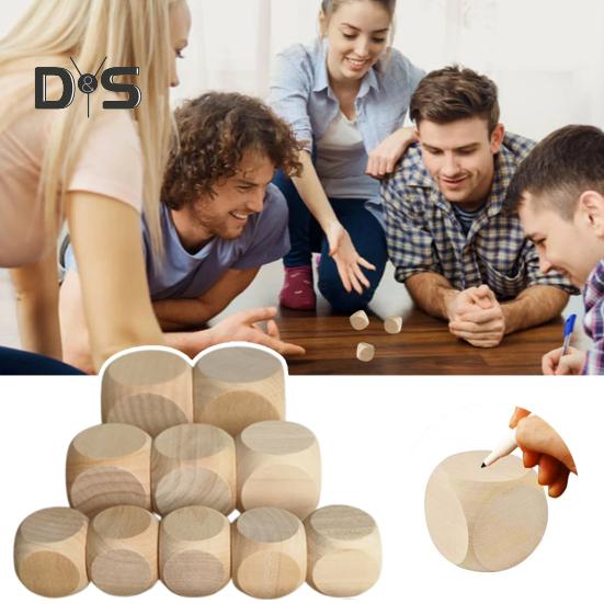 5Pcs 2/3/4/5/6/7CM Wooden Dice Rounded Corner Six-Sided Giant Dice DIY Hand Painted Gaming Dice Heavy Duty Block Cube Game Night Props