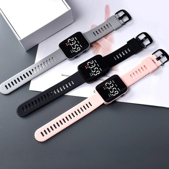 Электронные часы со светодиодной подсветкой, водонепроницаемые спортивные цифровые наручные часы с квадратным циферблатом для студентов