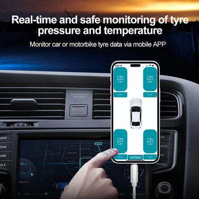 Bluetooth5.0 Автомобильная беспроводная система контроля давления в шинах TPMS IP67 Водонепроницаемая с 4 внешними датчиками Поддержка Android/IOS