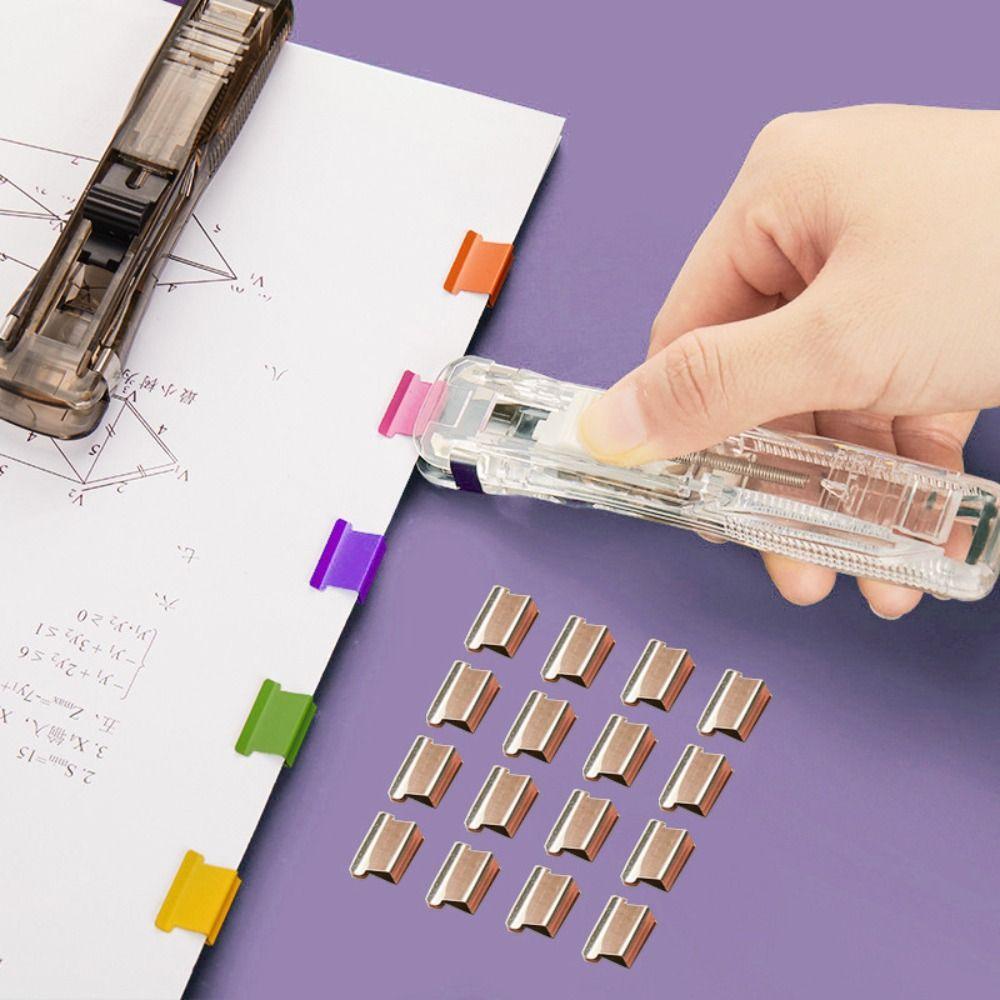 Metal Clip Pusher Traceless Document File Stapler Simple Hand Push Clamp School Office