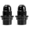 UTC E27 Bulb Holder Screw Type, Black, Lamp Shade Holder with Rings Pack of 2