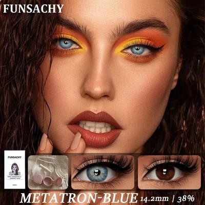 Funsachy 1 пара новых цветных контактных линз, контактные линзы с натуральными карими глазами, синие линзы, ежегодные контактные линзы с зелеными глазами, высокое качество