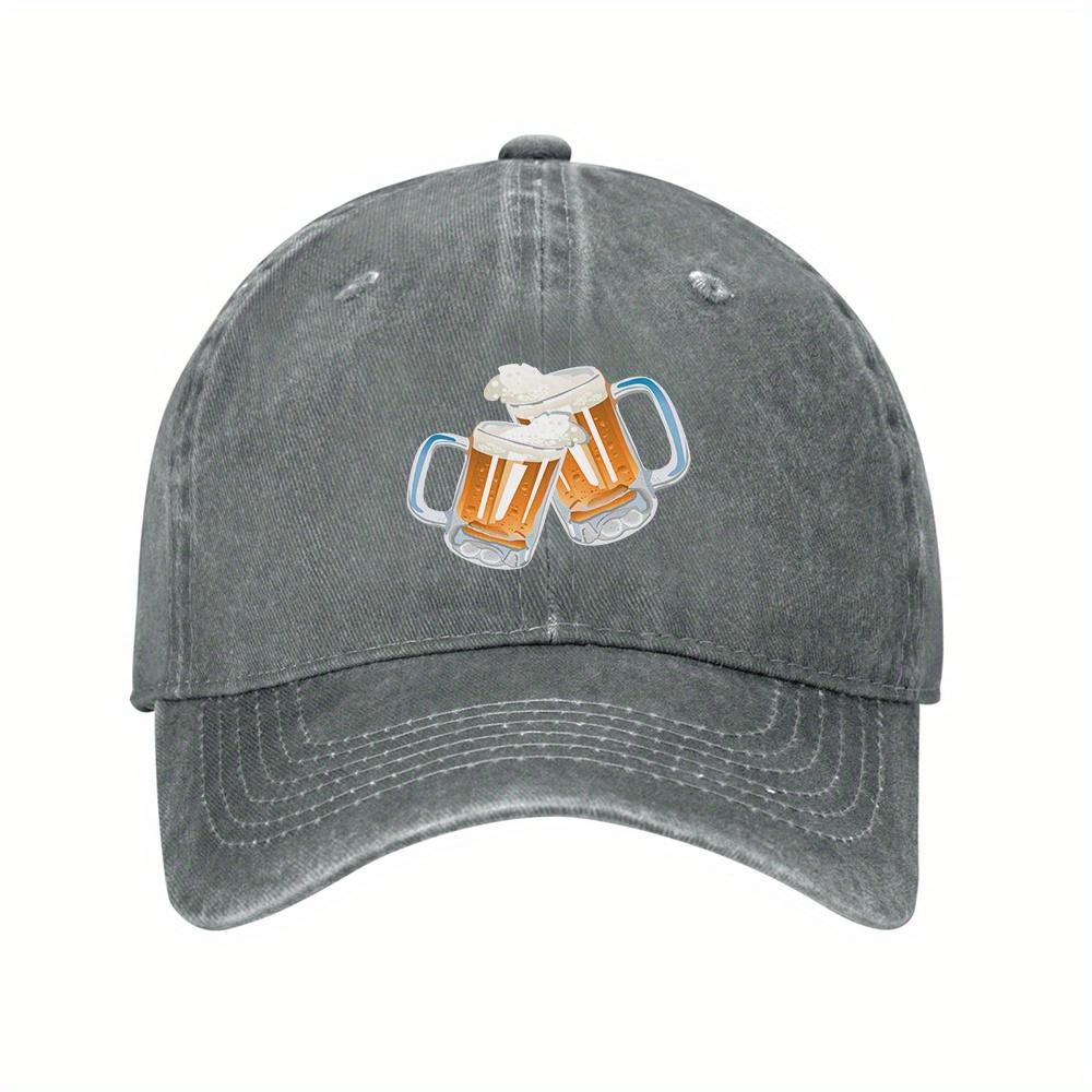 Beer Cheets Mugs Unisex Washed Baseball Cap Vintage Adjustable Casual Polyester Trucker Hat