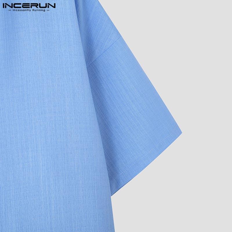 INCERUN Мужская летняя футболка с V-образным вырезом и коротким рукавом спереди, повседневная полупрозрачная футболка 