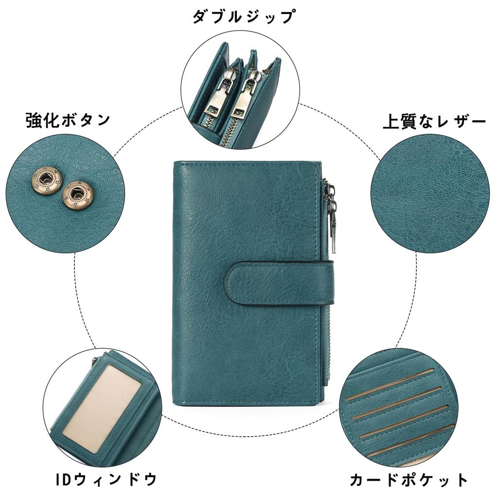 RNIEGA Кошелек bifold, Натуральная кожа, Легкий, Большая вместимость, Складной кошелек, Женский кошелек, Защита от скимминга, Кошелек для монет, Картхолдер,