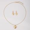 European-American Chic Peach Heart Necklace & Earring Set - Versatile Light Luxury Jewelry