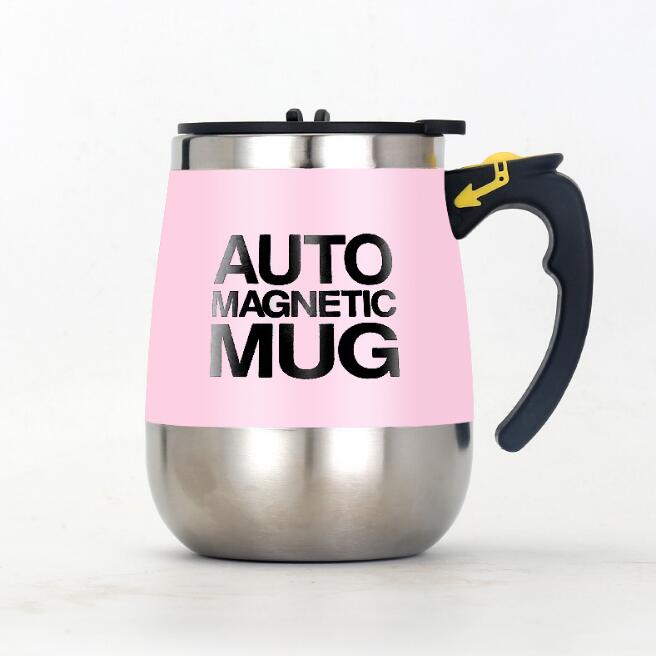 Магнитная самоперемешивающаяся кружка из нержавеющей стали, 450 мл, противоожоговая крышка, автоматическая электрическая чашка для ленивого кофе, подарок