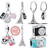 Authentic 925 Sterling Silver Camera Iron Tower Pendant Classic Beads Fit Original  Charm Bracelet DIY Women Jewelry Gift