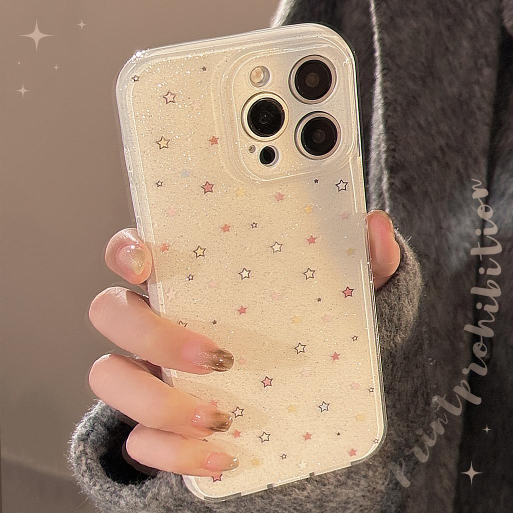 Double Layer Flash Powder Suitable for Apple 16 Mobile Phone Case Full Screen Colorful Stars Iphone15promax Soft Case 14 Niche 11