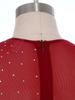 Kids Girls Dance Competition Dress: Color Block Patchwork Side Split Mesh with Shiny Rhinestones & Back Invisible Zipper for Lyrical Performance